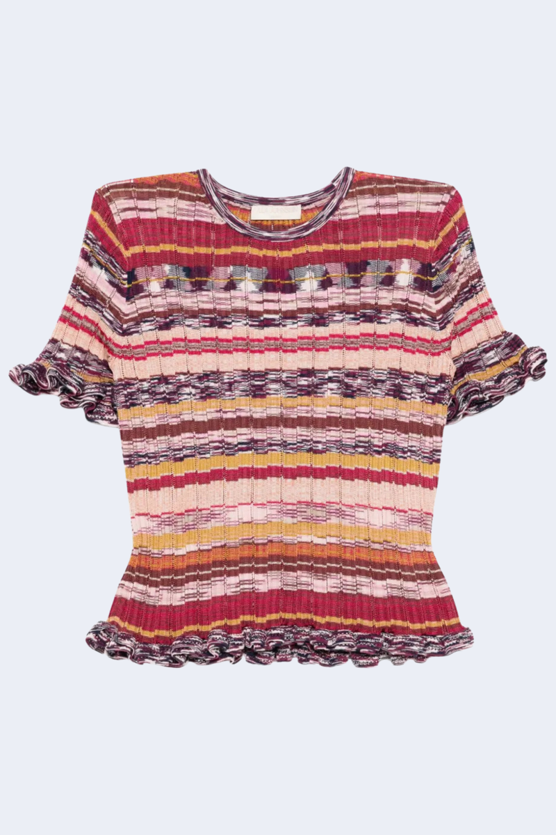Miya Short Sleeve Knit Top in Prism