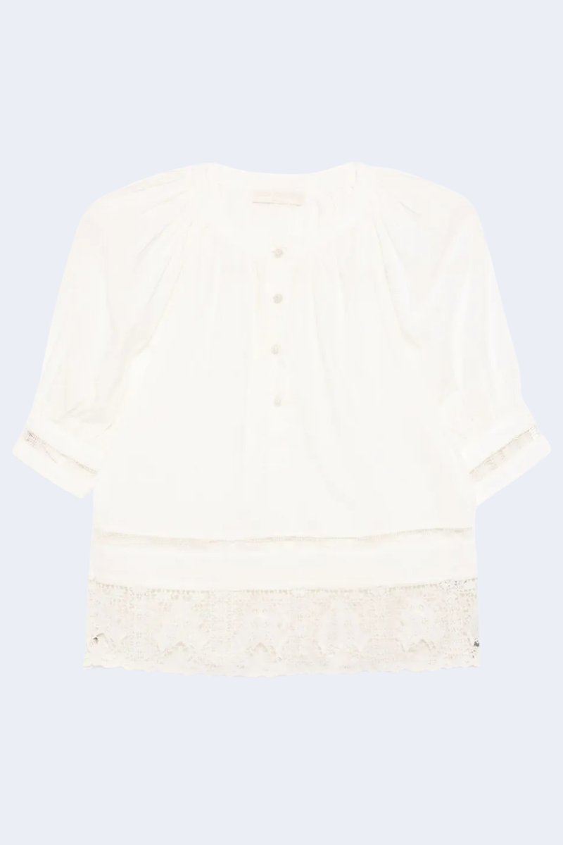 Faye Puff Sleeve Blouse in Pristine