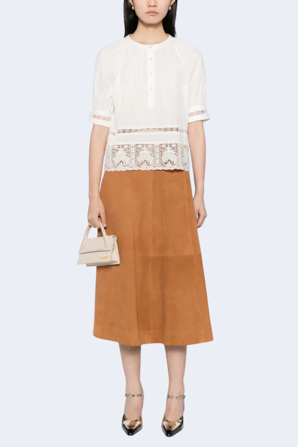 Faye Puff Sleeve Blouse in Pristine