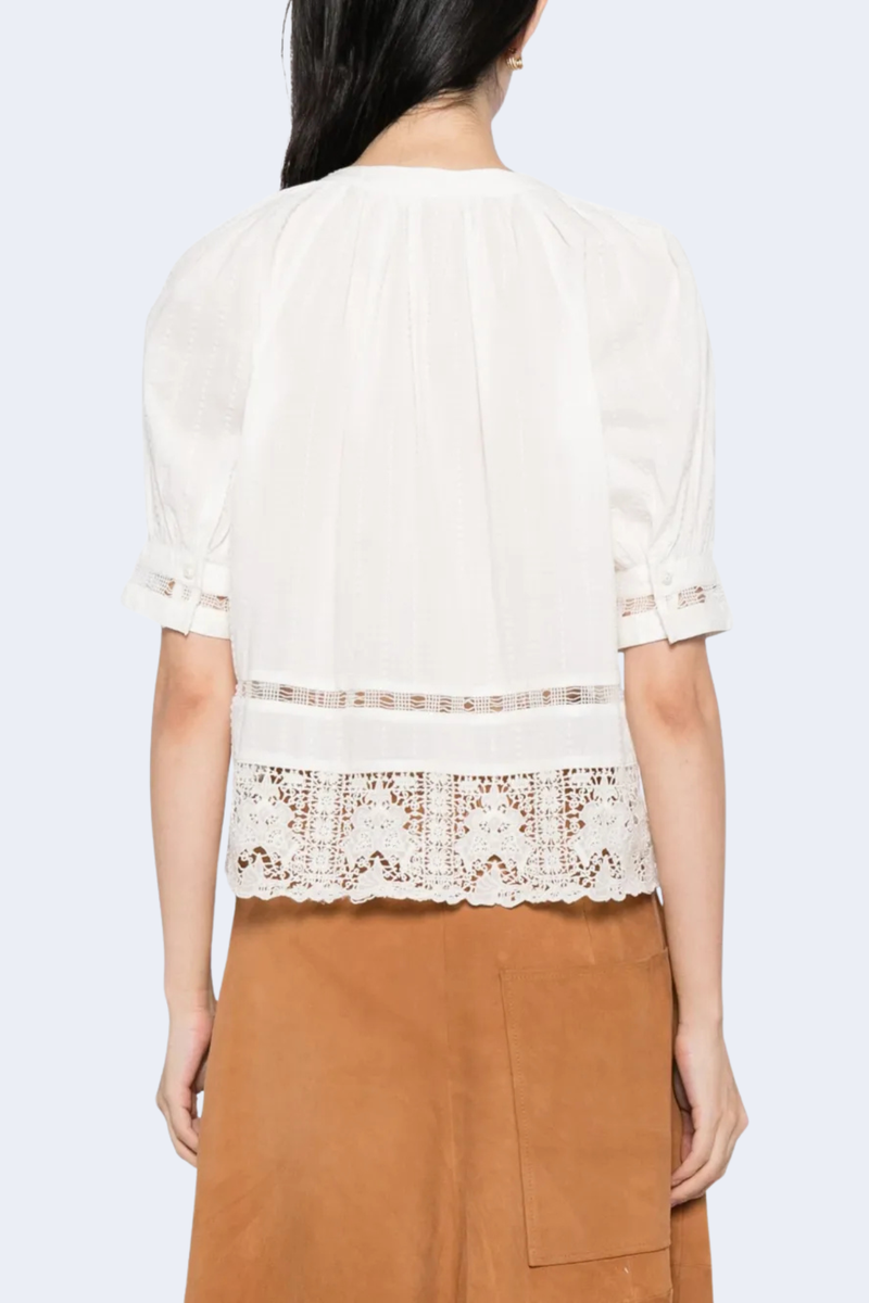 Faye Puff Sleeve Blouse in Pristine