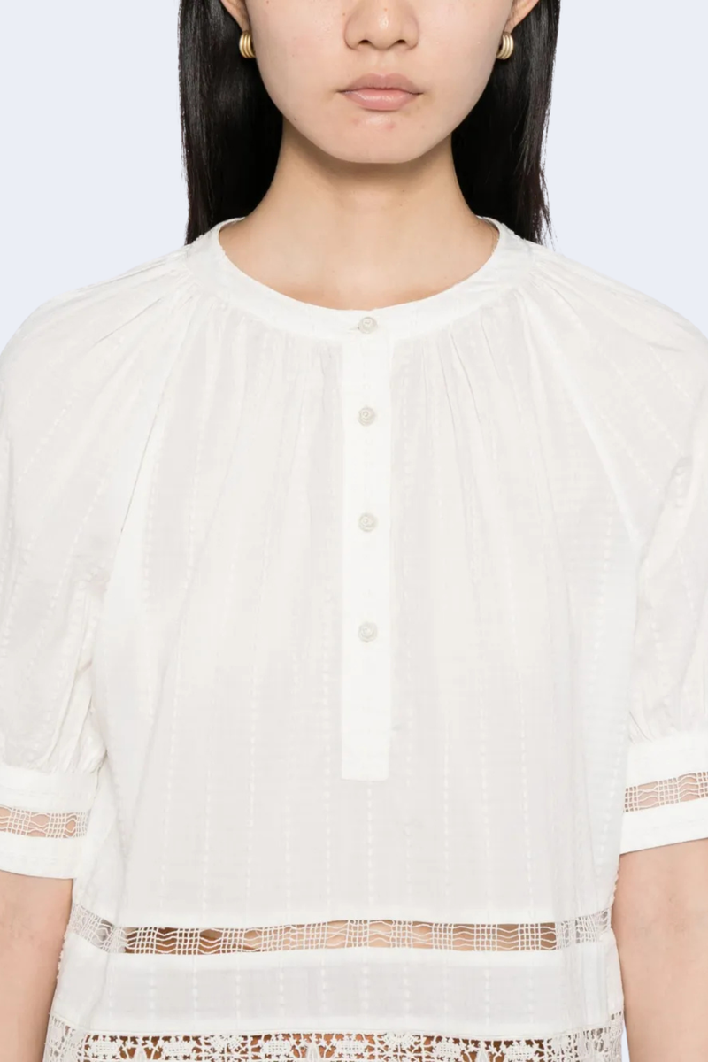 Faye Puff Sleeve Blouse in Pristine