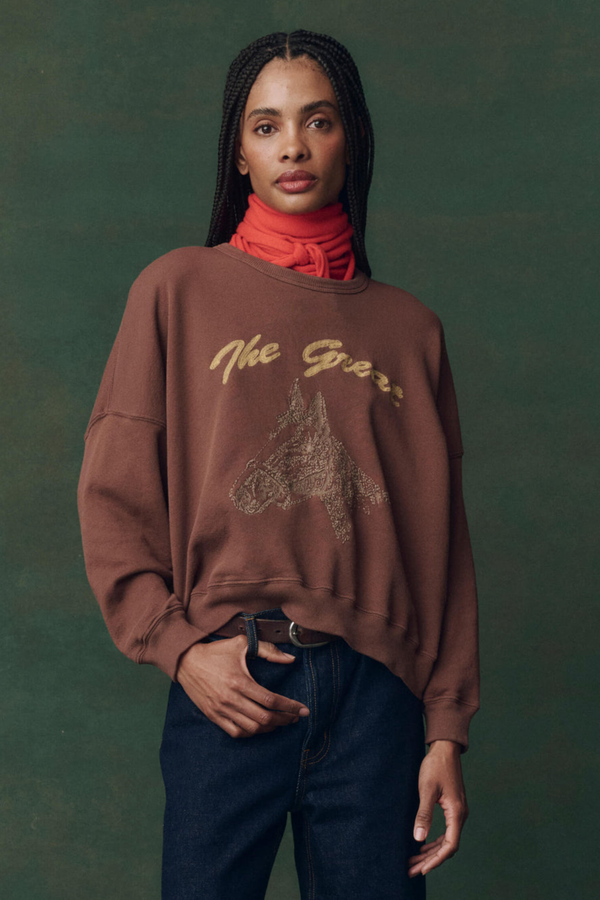 The Teammate Sweatshirt W/ Horse Embroidery in Umber