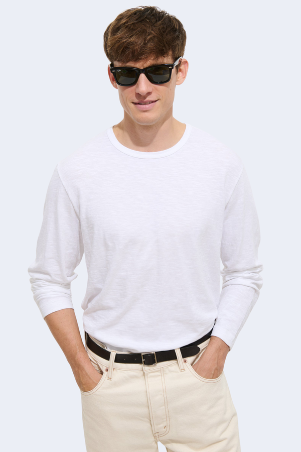 Men's Standard Long-Sleeve T-Shirt In Slub Cotton in White