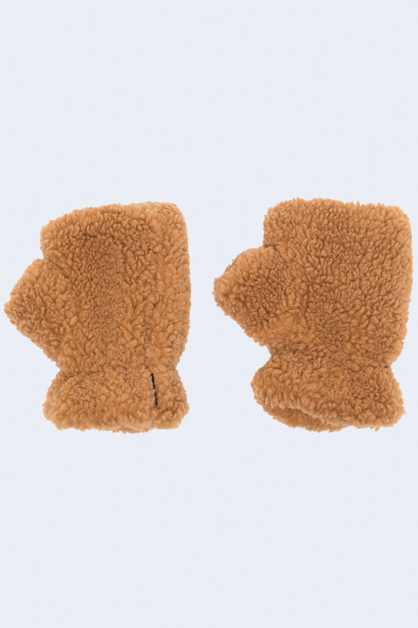 Ariel Luxe Teddie Fingerless Gloves in Hazelnut