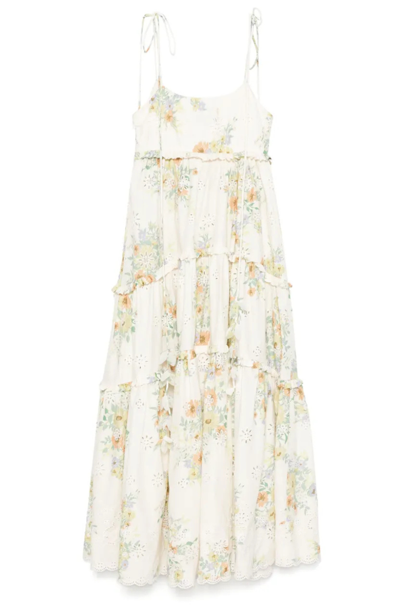 Juliette Tiered Midi Dress in Cream