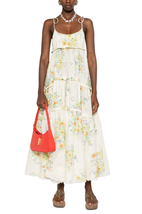 Juliette Tiered Midi Dress in Cream