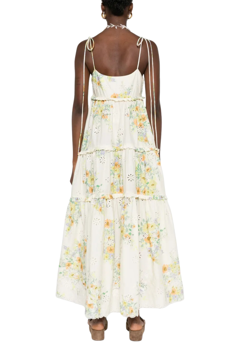 Juliette Tiered Midi Dress in Cream