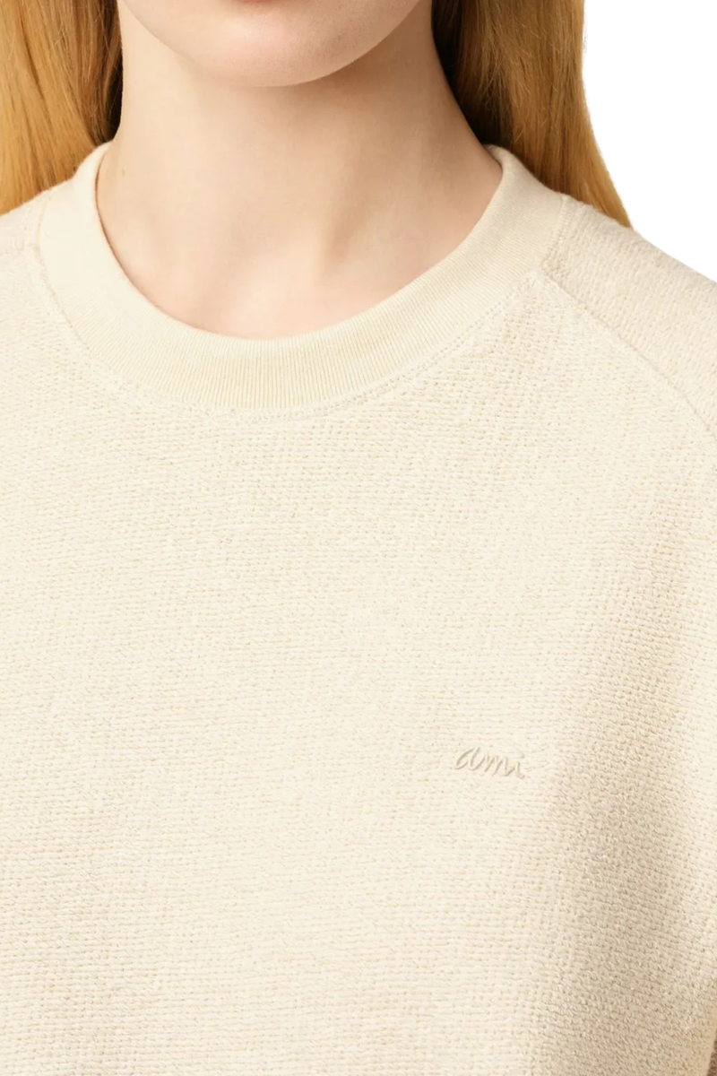 Crewneck Fleece Sweater in Ivoire