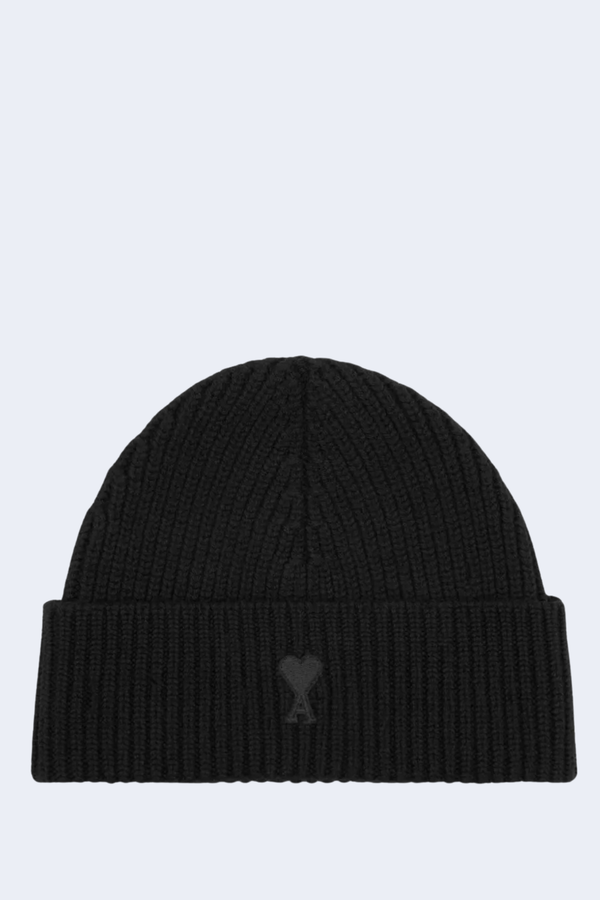 Felted Merino Wool Beanie in Noir/Noir