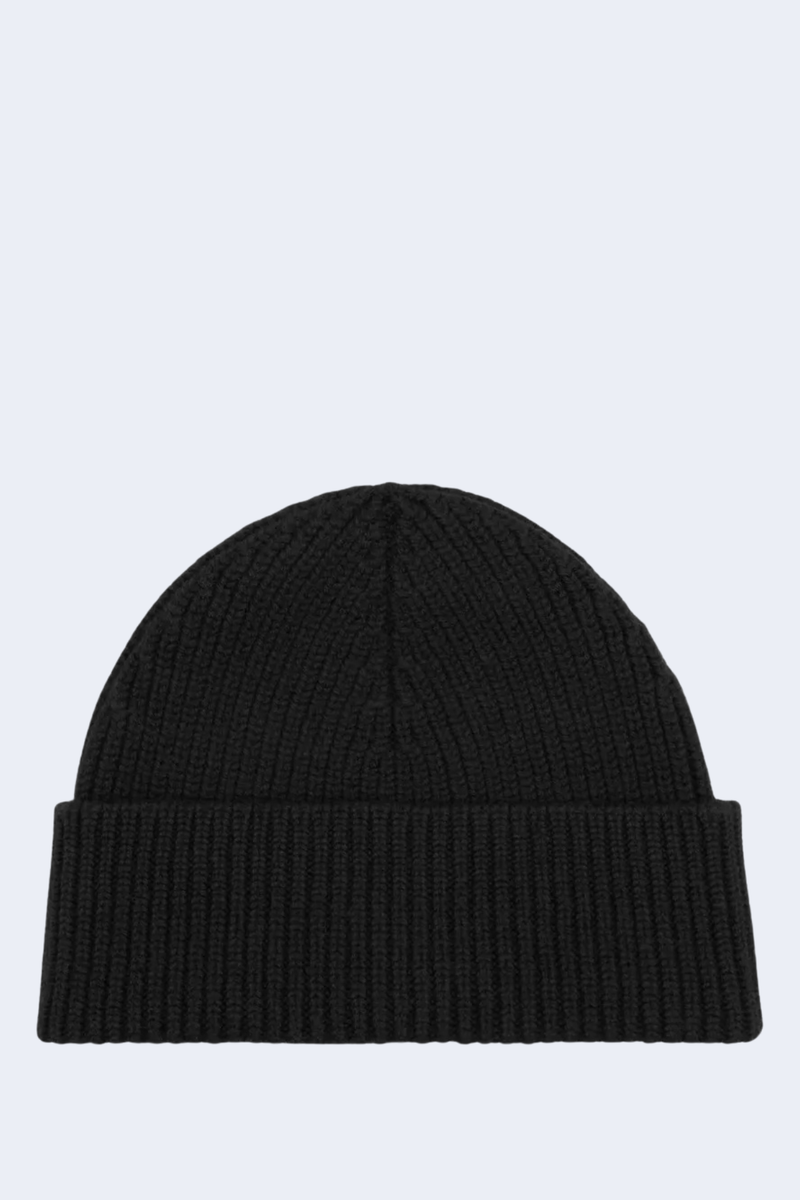 Felted Merino Wool Beanie in Noir/Noir