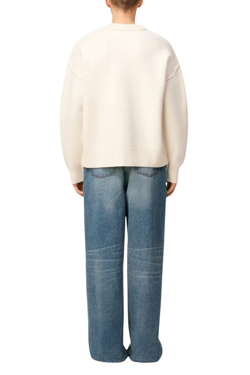 Adc Felted Merino Wool Sweater in Ecru/Noir