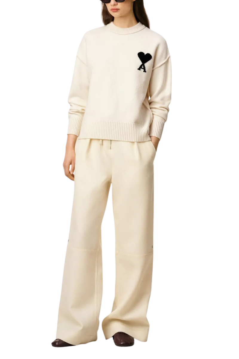 Adc Felted Merino Wool Sweater in Ecru/Noir