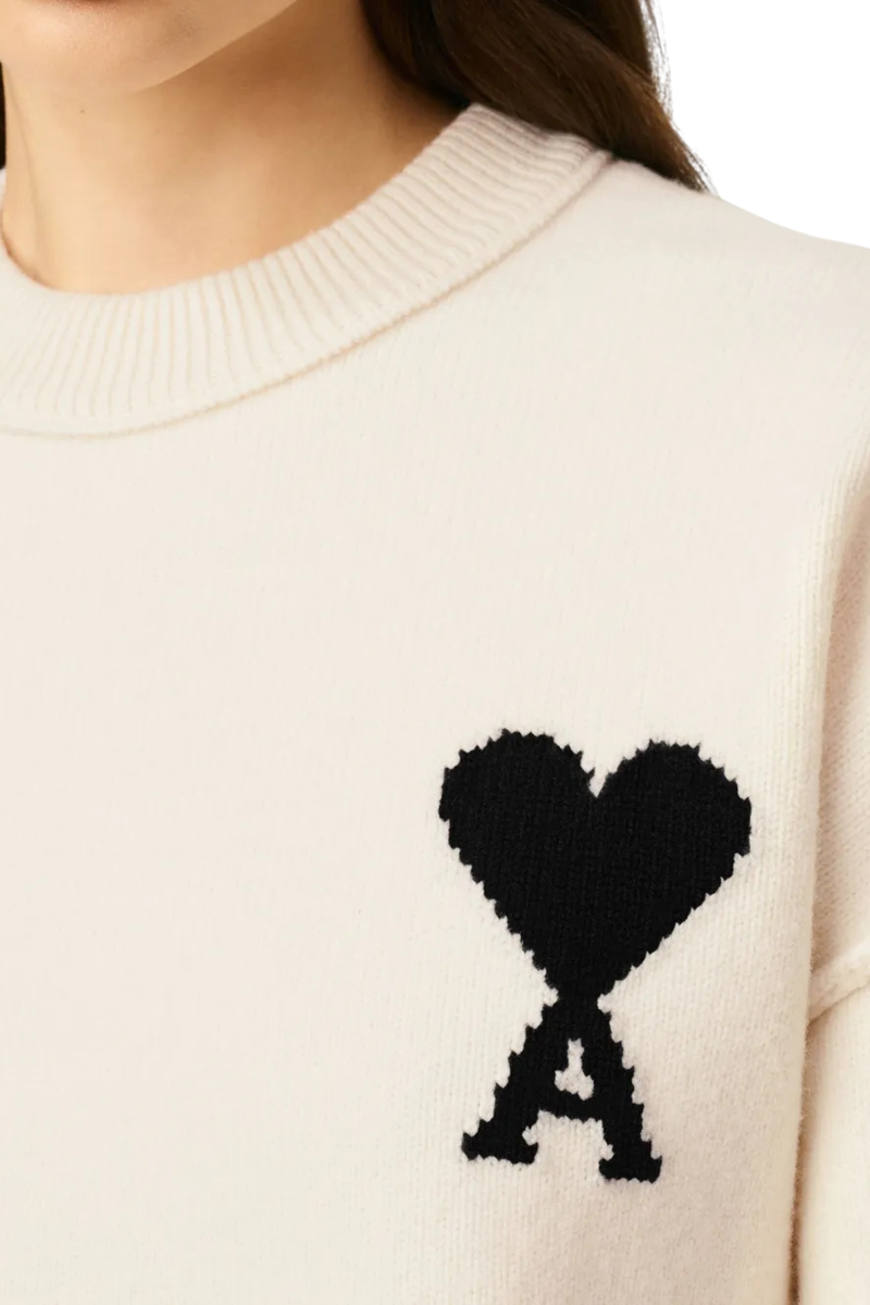 Adc Felted Merino Wool Sweater in Ecru/Noir