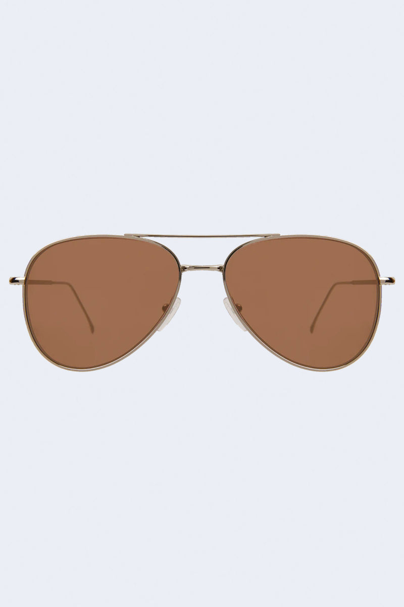 Wooster Silver Sunglasses with Mocha Flat Mirror Lenses