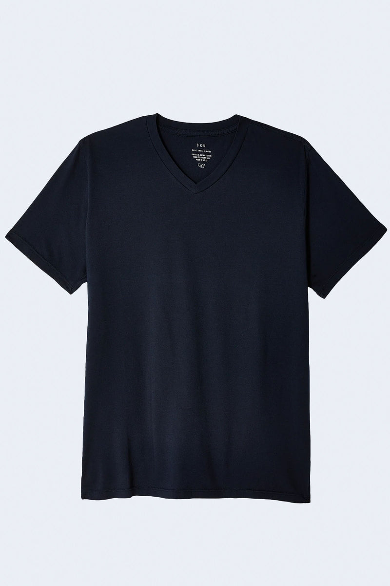 Short Sleeve Supima V-Neck Tee in Navy