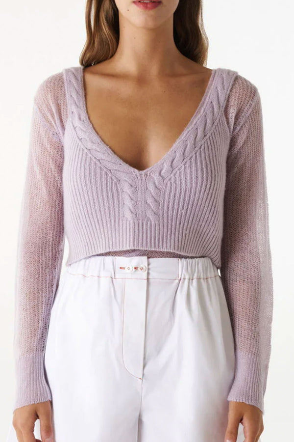 Halles Cropped Sweater in Glaze Lavender