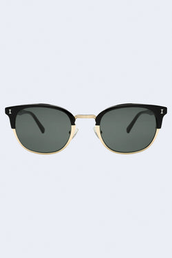 Stockholm Sunglasses in Black/Gold W/ Olive Lenses
