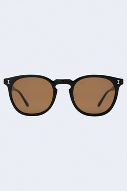 Eldridge Sunglasses in Black W/ Brown Flat Lenses