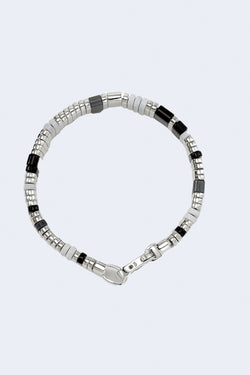 Silver Colorblock 10mm Bracelet in black Onyx