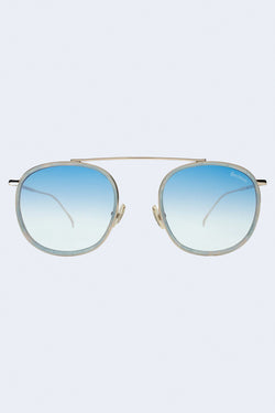 Mykonos Ace Sunglasses in Celeste/Gold W/ Blue Flat Gradient See Through