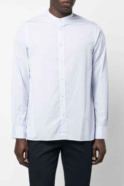 Gaston Light Striped Poplin Shirt in White/Blue/Light Blue