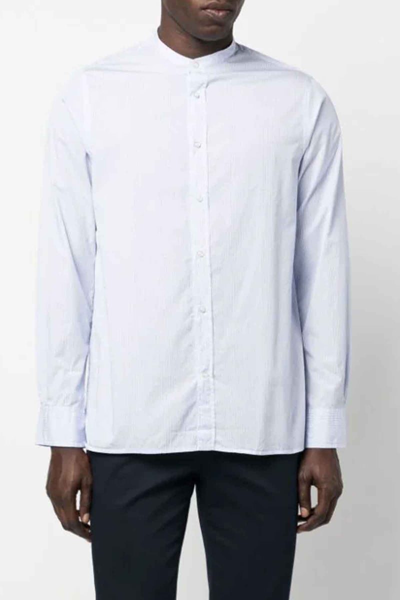 Gaston Light Striped Poplin Shirt in White/Blue/Light Blue