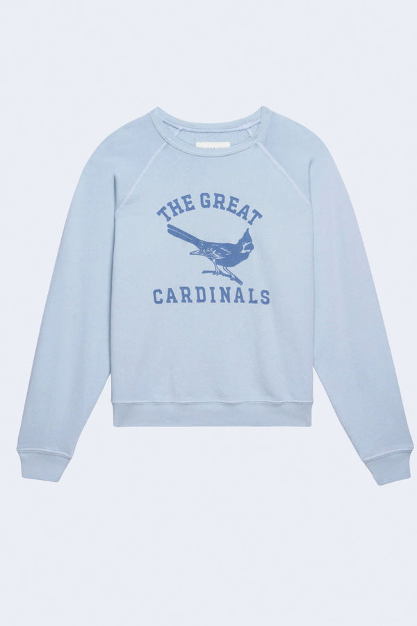 The Shrunken Sweatshirt W/ Perched Cardinal Graphi in Light Sky