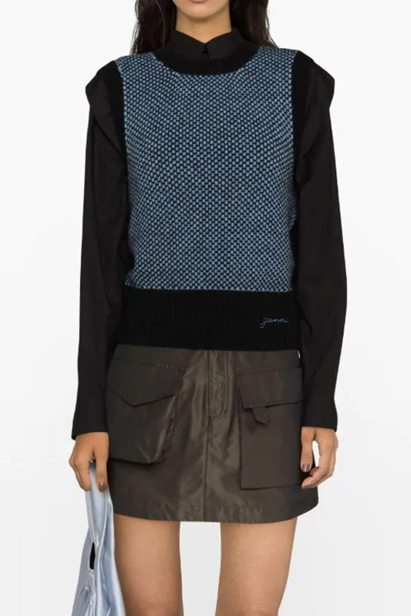 Graphic 2-Tone Vest in Silver Lake Blue