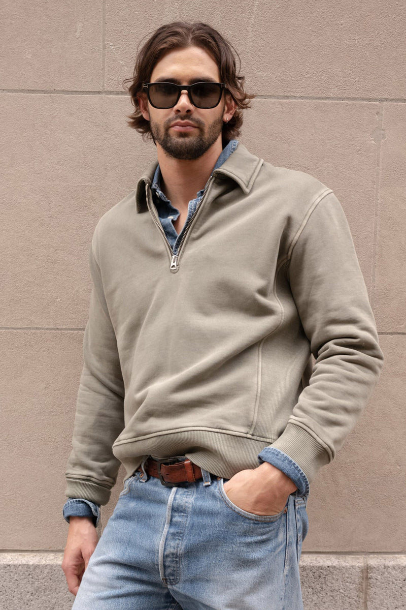 Som Half Zip Sweatshirt in Olive