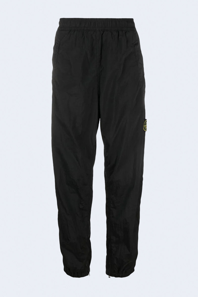 Crinkled Pantalone Regular with Side Patch Pocket in Black