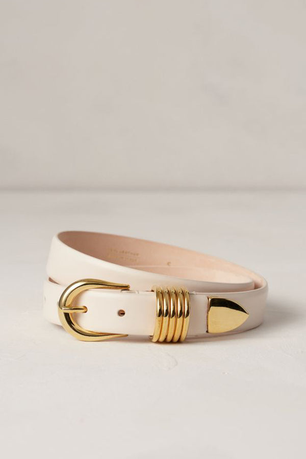 Hollyhock Gold Polished Belt in Ivory