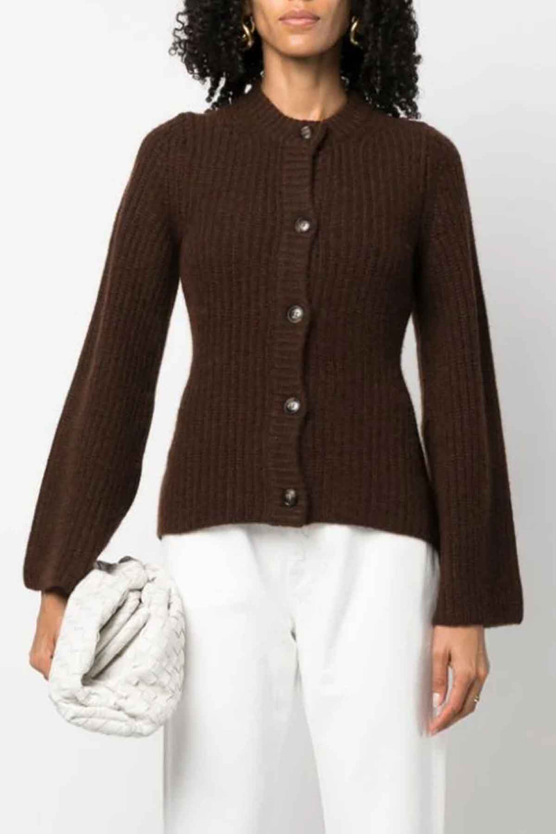 Rasa Cashmere Cardigan in Choco Melange