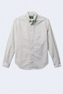 Stripe Brushed Fall Oxford Long Sleeve Button Down in Blue