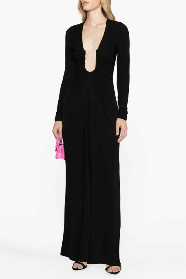 Arced Palm Long Sleeve Dress in Black