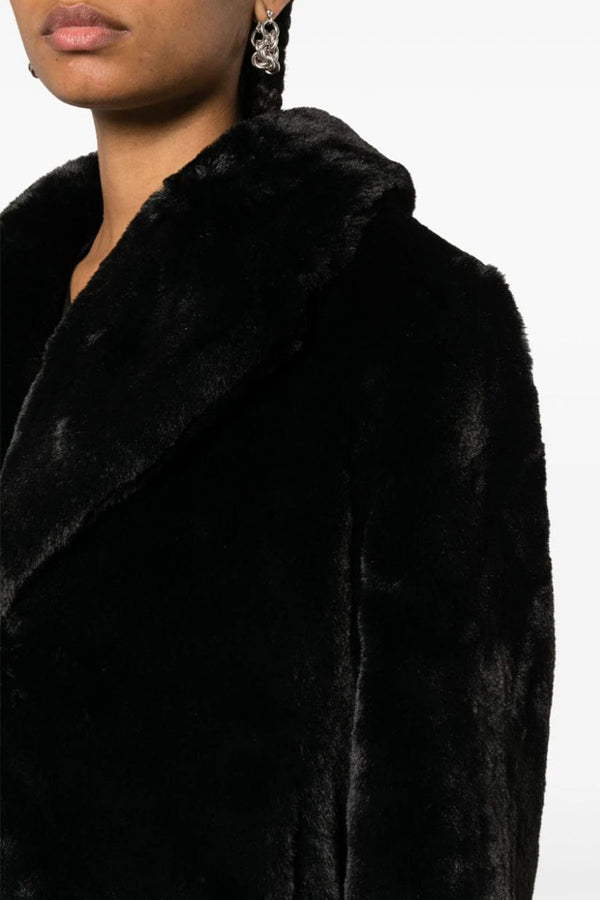 Milly Plant-Based Fur Coat in Noir