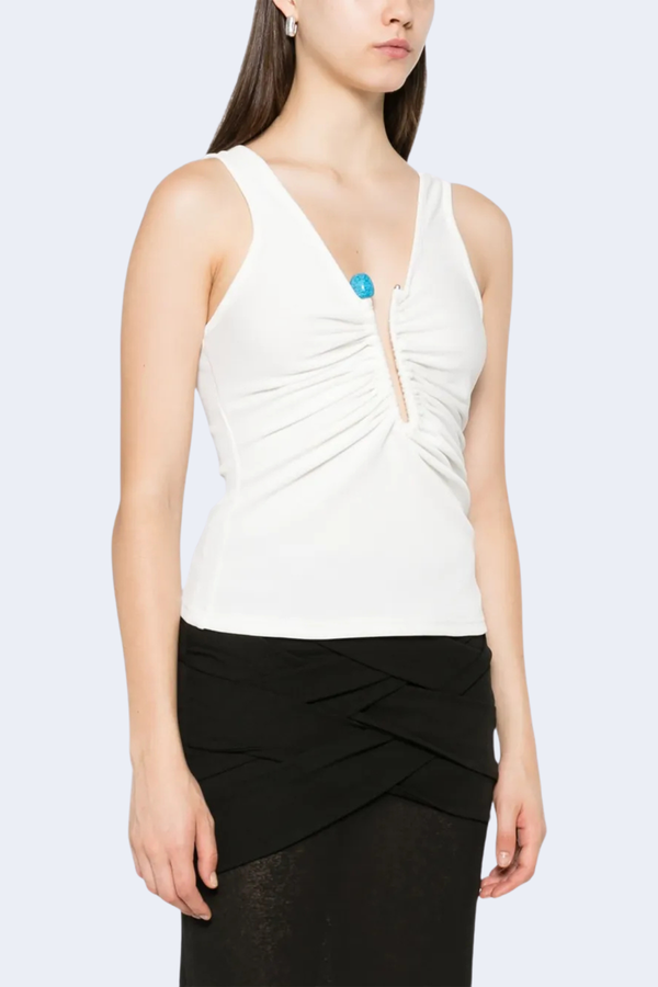 Crystal Pin Tank in White