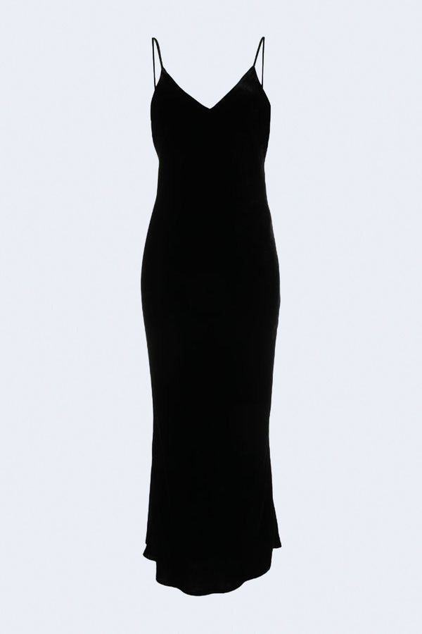 Seridie Midi Slip Dress in Black