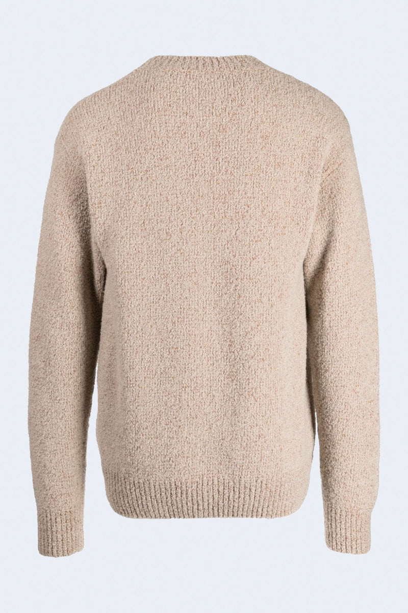 Maglia Girocollo Unito Textured Sweater in Panna Scuro