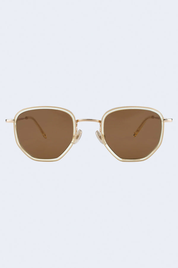 Hunter Ace Sunglasses in Champagne/Gold W/ Brown Lenses