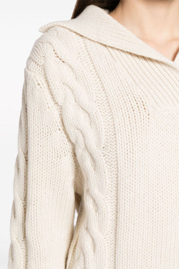 Cable Knit Cashmere Sweater in Cream