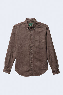 Herringbone Long Sleeve Button Down Flannel in Brown