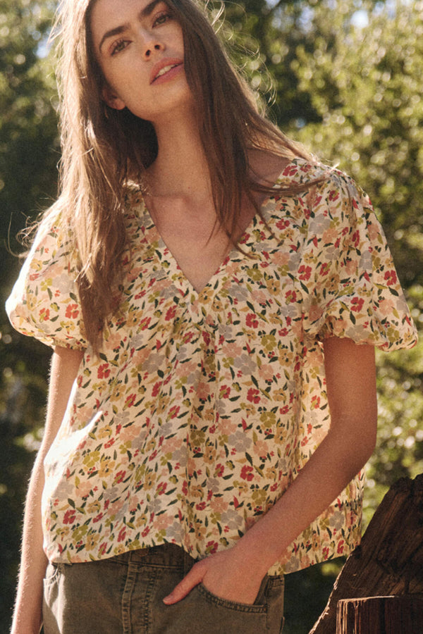 The Bungalow Top in Floating Petals Floral