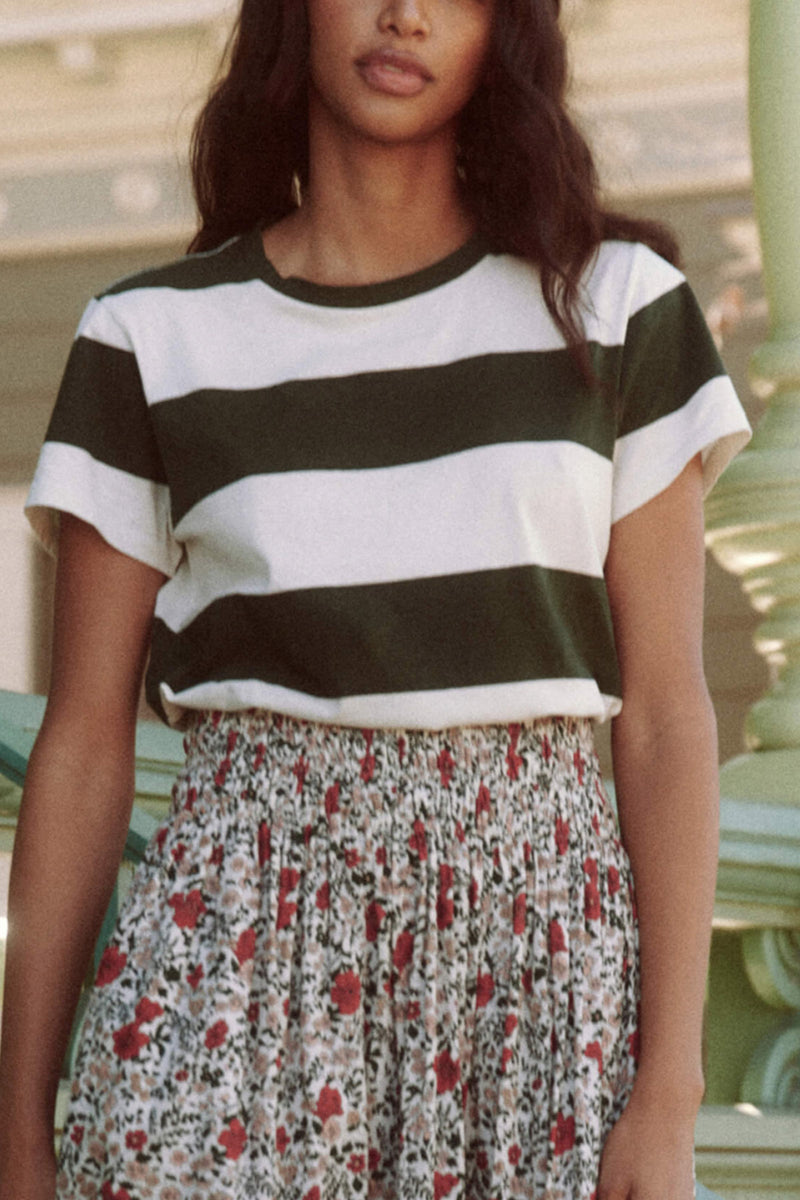 The Little Tee in Dark Cypress Stripe