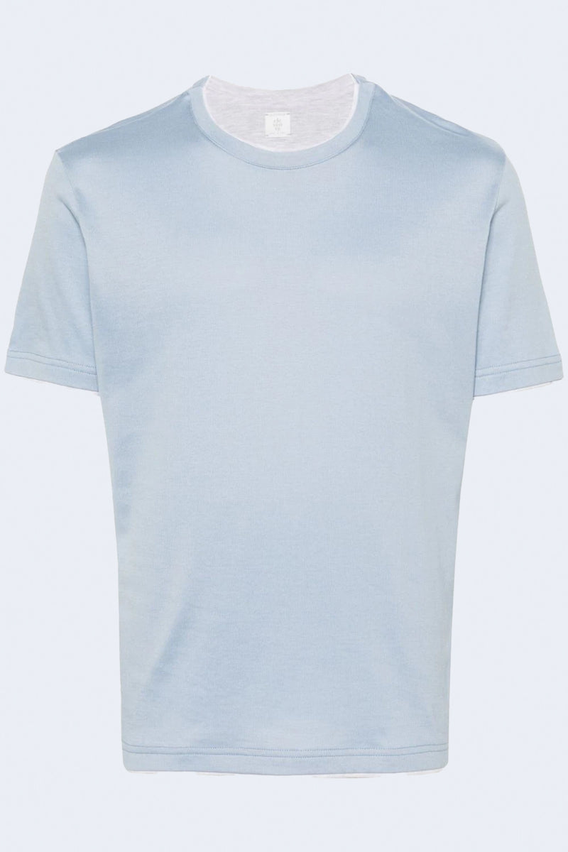 Giza T-Shirt with Light Grey Collar in Sky Blue