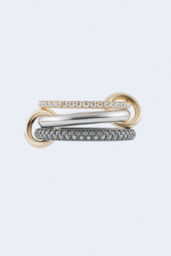 Scorpio SG Gris Diamond and Sterling Silver Linked Rings with Yellow Gold Connectors