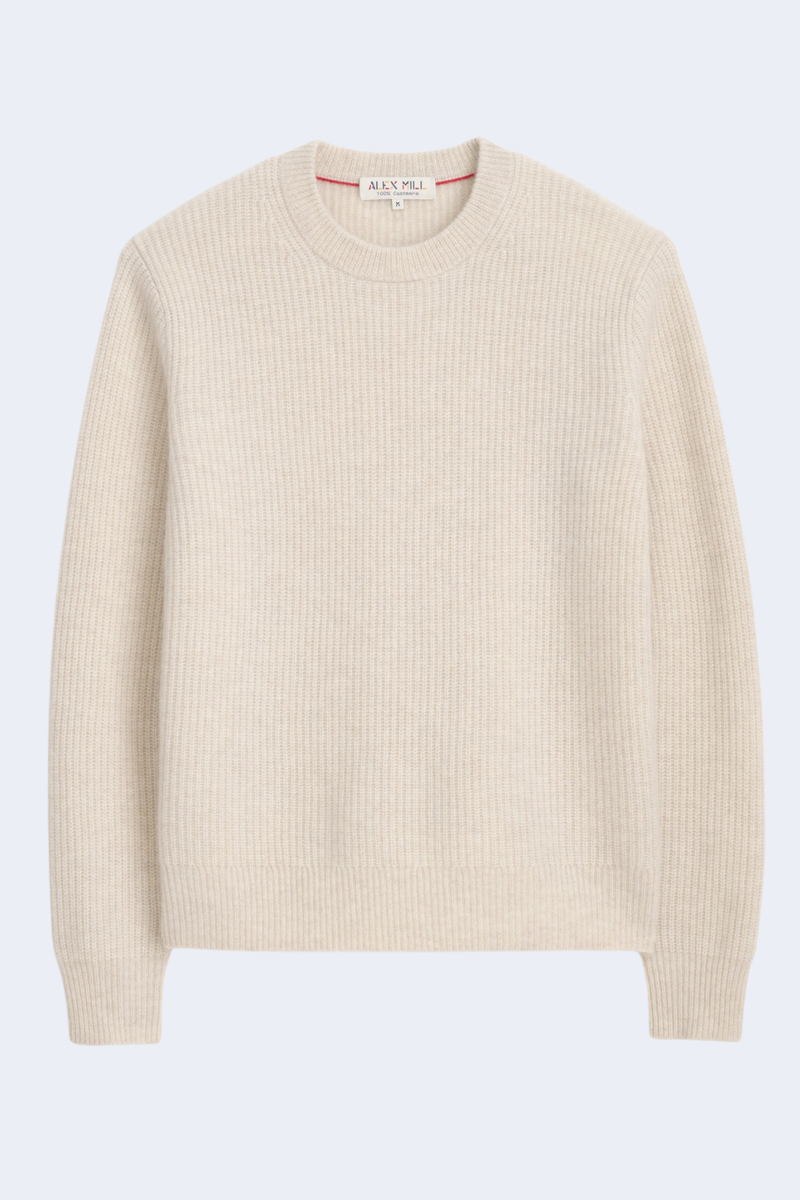 Jordan Sweater In Washed Cashmere in Heather Ecru