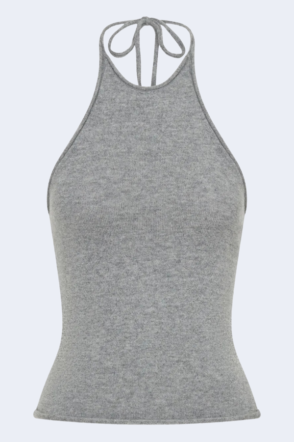 Cashmere Rae Halter Tank in Grey Marle