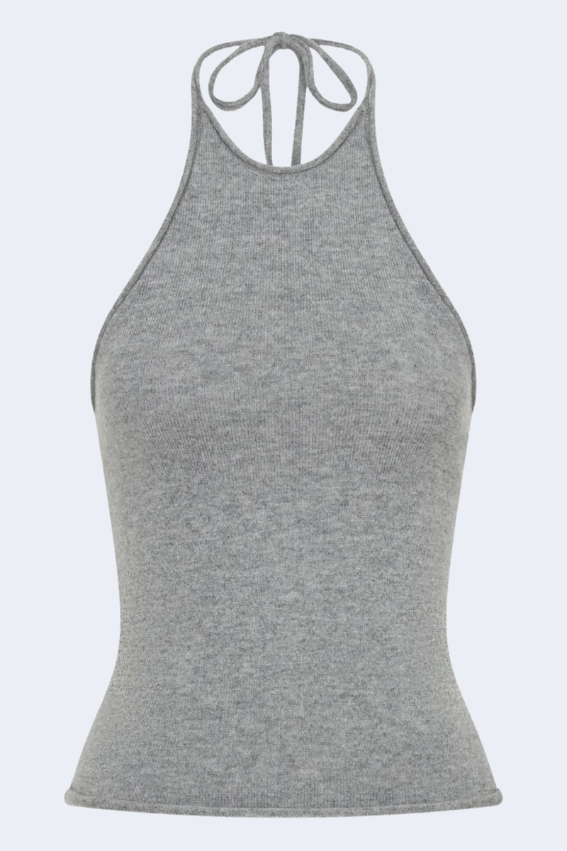 Cashmere Rae Halter Tank in Grey Marle