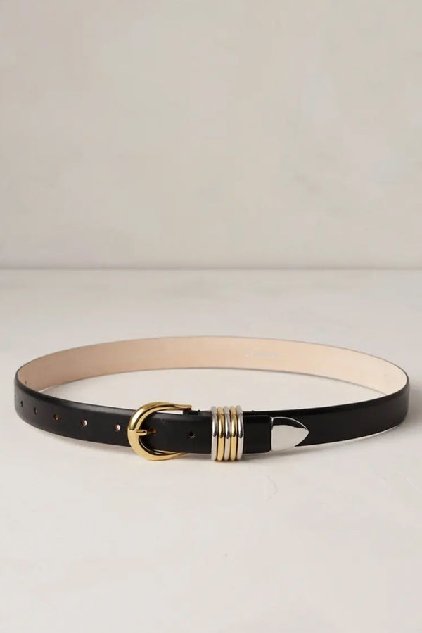 Hollyhock Mixed Metal Polished Belt in Black/Silver/Gold