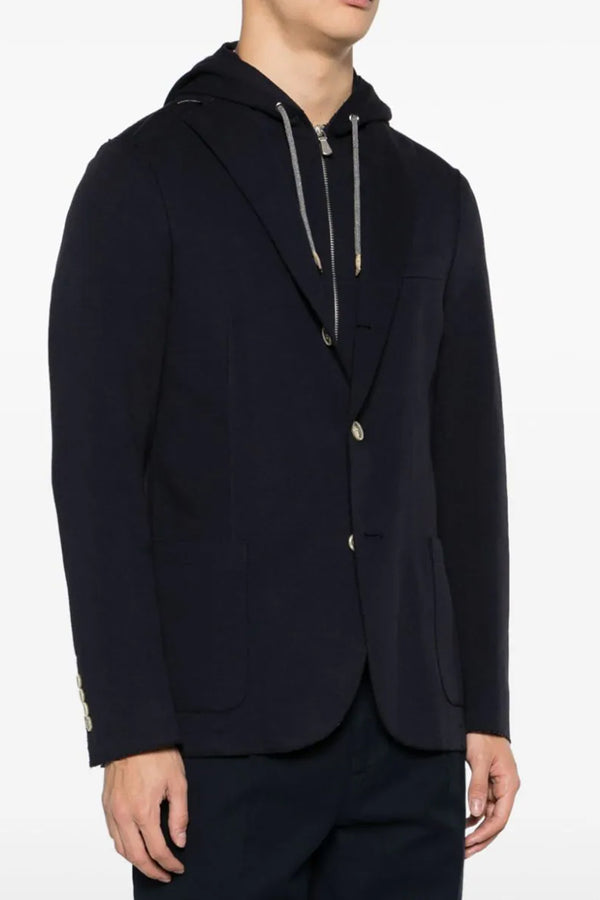 Single-Breasted Jacket With Bib in Blu